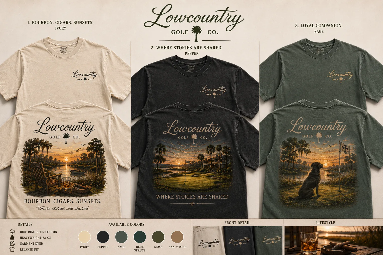 The Back Porch collection — tees, apparel, and lifestyle goods