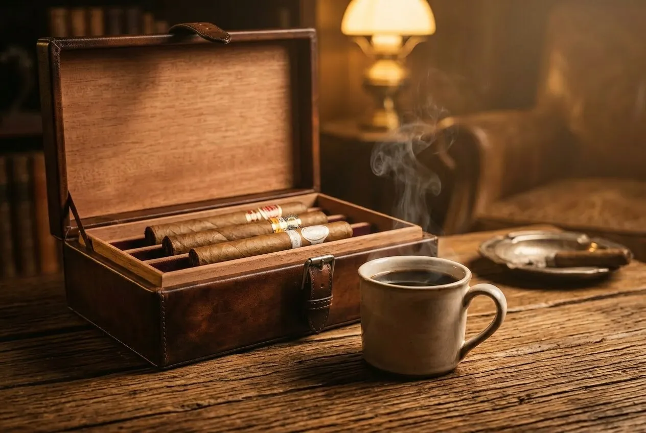 Premium cigars and espresso